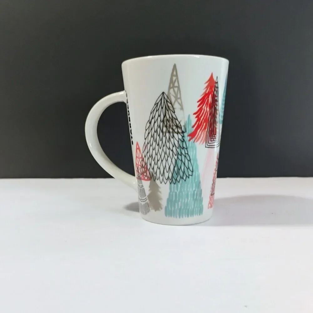 Starbucks Christmas Coffee Mug Holiday Cup Abstract Geometric Forest Trees